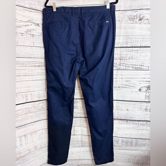 Lacoste pants Mens size 34 chino Slim Fit Navy Blue Cotton Straight Stretch - Picture 5 of 11